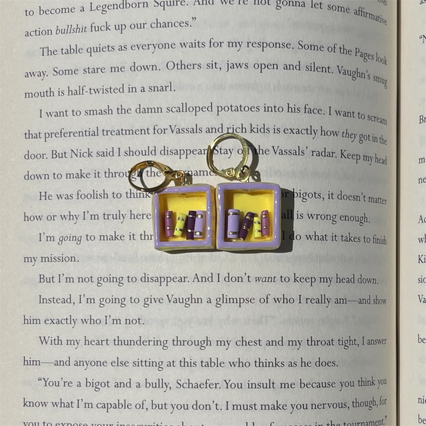 Yellow/purple polka Earrings